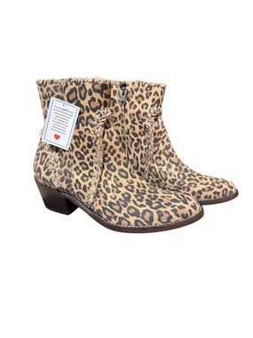 Volatile Leopard Print Ankle Boots in Beige and Black